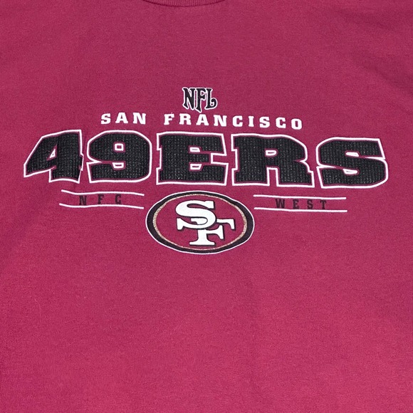 Vintage San Francisco 49ers NFL T-Shirt Red Big Logo Football Tee 90s 2000s L XL - Picture 3 of 8